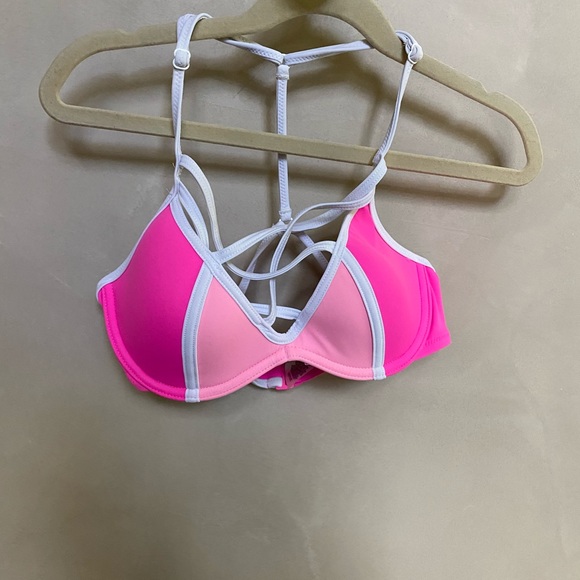 Pink Strappy Front with a T Back Swim top - Picture 2 of 4